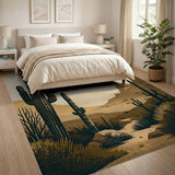 Southwestern Desert Cacti Sunset Rug