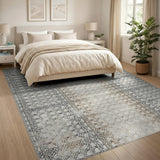 Neutral Grey Woven Circle Area Rug