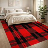 Rustic Farmhouse Black Buffalo Plaid Bold Red Black Buffalo Plaid Area Rug