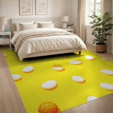 Whimsical Scattered Eggs Yellow Area Rug
