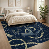 Classic Nautical Anchor Rope Area Rug