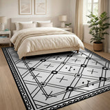 Geometric Black White Diamond Lattice Area Rug