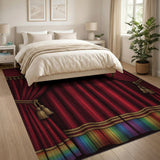 Red Curtain Rainbow Fringe Area Rug