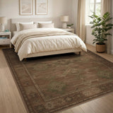 Brown and Tan Southwestern Geometric Area Rug in Brown Tones