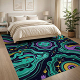 Hypnotic Teal Mandala Tribal Area Rug