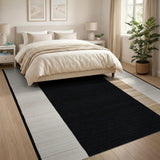 Modern Black Ivory Tan Striped Area Rug