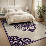 Beige and Neutral Purple Floral Medallion Area Rug