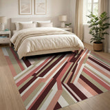Multi-Color Angled Stripe Geometric Area Rug