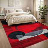 Red Abstract Bold Red Geometric Abstract Area Rug