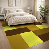 Golden Tan Geometric Block Area Rug