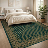 Teal Gold Maze Labyrinth Area Rug