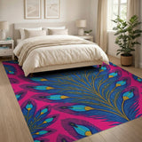 Vibrant Pink Peacock Feather Area Rug