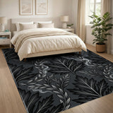 Smoky Cannabis Leaf Grey Area Rug