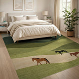 Tranquil Horses Green Mountains Area Rug