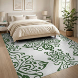 Elegant Green Persian Motif Area Rug