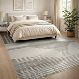 Grey Geometric Diamond Abstract Area Rug