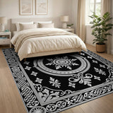 Black and White Black White Ornate Persian Medallion Rug