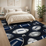 Navy Football and Wildlife Silhouette Area Rug