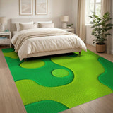 Vibrant Lime Green Abstract Blob Area Rug