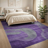 Purple Grey Abstract Wave Area Rug