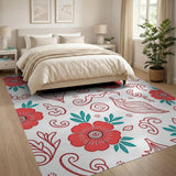 Red Floral Paisley Pattern Area Rug