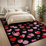 Playful Pink Cats Hearts Area Rug
