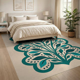Teal Leaf Arch Floral Area Rug
