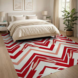 Geometric Modern Bold Red Chevron Zigzag Area Rug