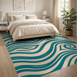 Teal Wave Swirl Coastal Area Rug