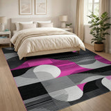 Multi-color and Patterns Abstract Geometric Pink Grey Area Rug