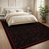 Bold Red Geometric Modern Geometric Modern Area Rug
