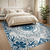 Navy Blue Persian Floral Mandala Rug