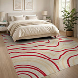 Red Wavy Contour Area Rug