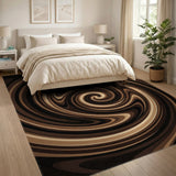 Swirling Spiral Brown Area Rug