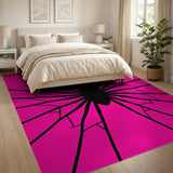 Bold Black Spider Silhouette Pink Area Rug