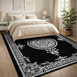 Traditional Persian Mandala Ornate Black White Mandala Area Rug