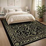 Ornate Gold Floral Persian Traditional Persian Area Rug