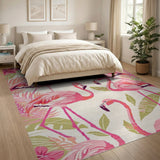 Pink Vibrant Pink Flamingo Coastal Area Rug