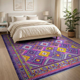 Vibrant Purple Diamond Heritage Tribal Rug