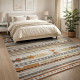 Southwestern Tan Rust Geometric Stripe Area Rug