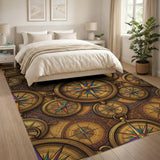 Vintage Gold Compass Area Rug