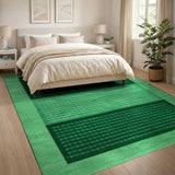 Green Emerald Green Plaid Geometric Area Rug