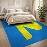 Bold Yellow Block 'N' Geometric Blue Area Rug