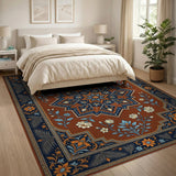 Navy Rust Persian Medallion Area Rug