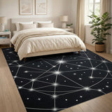 Black and White Celestial Constellation Star Map Area Rug