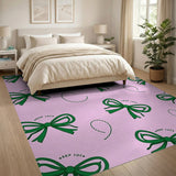 Playful Green Bow Pink Pattern Area Rug