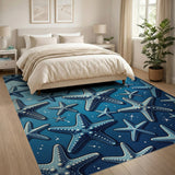 Starry Starfish Blue Coastal Area Rug