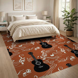 Ukulele Melody Orange Area Rug