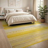 Yellow Yellow Heritage Tribal Geometric Area Rug