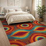 Vivid Multi-Color Abstract Swirl Area Rug